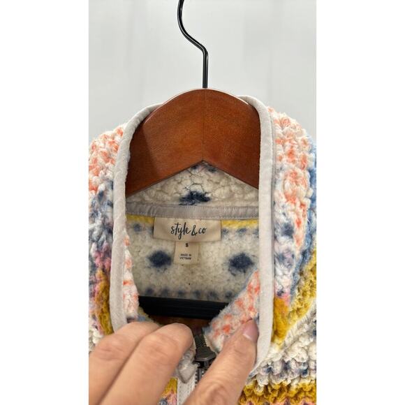 Style & Co Women's Quarter-Zip Printed Fleece Sweater southwestern western cabin - Picture 4 of 7